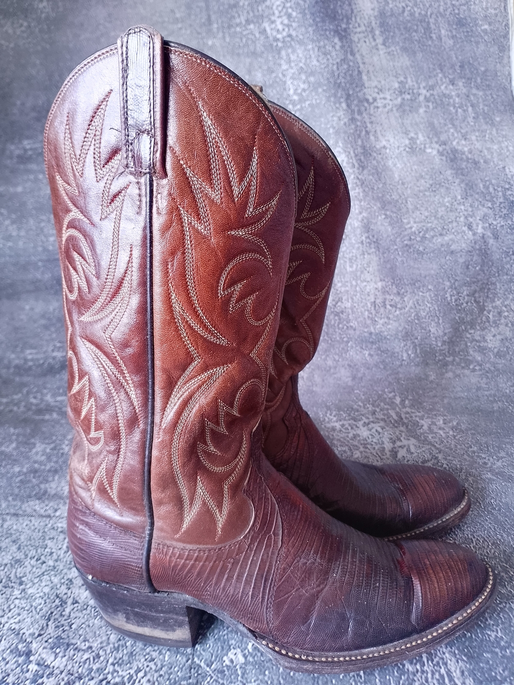 Vintage Dan Post Leather Western Cowboy Boots Brown 8862